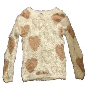 CANDY COUTURE Golden Hearts Fluffy Pullover Sweater